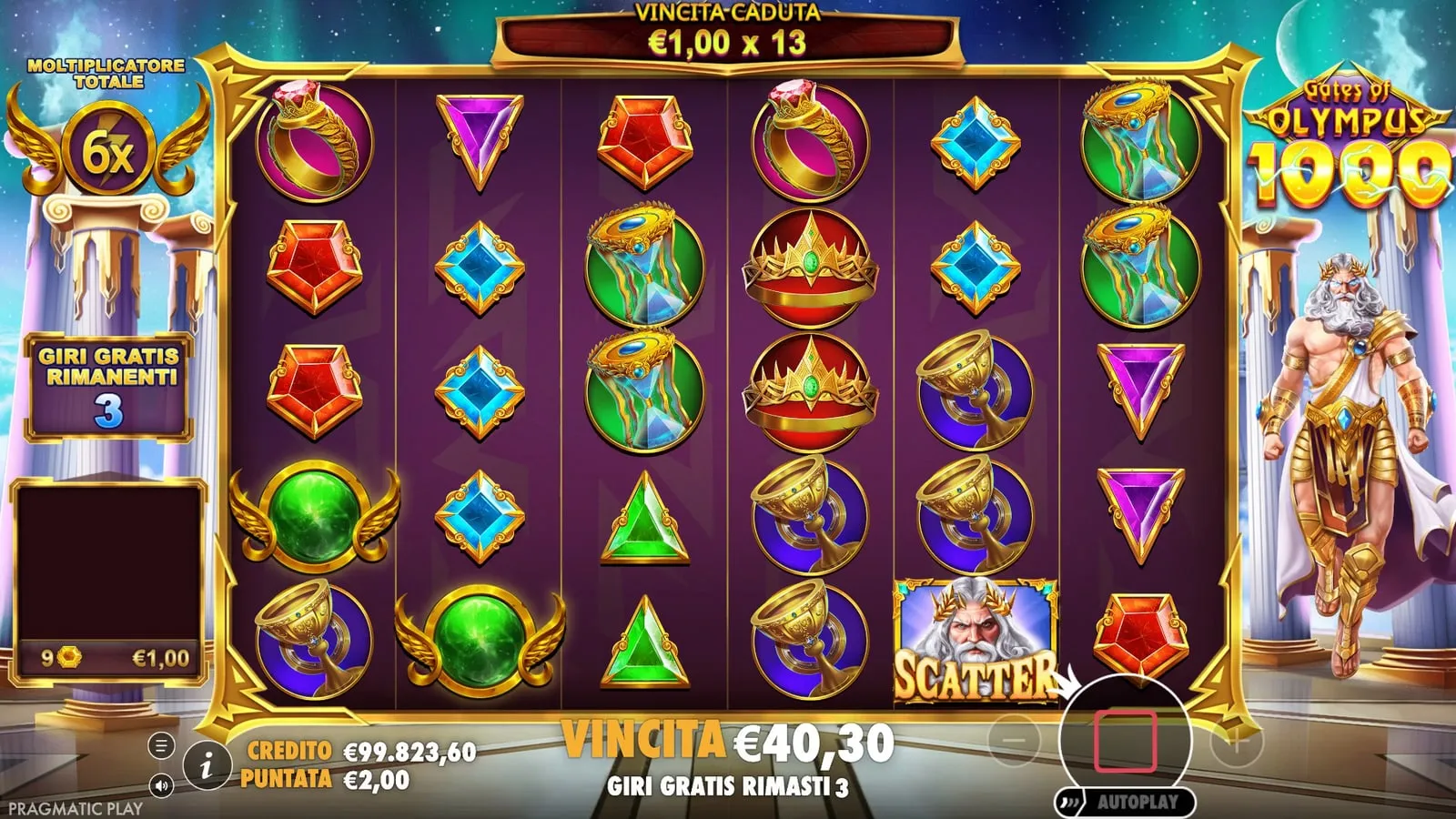 Giri gratis di Gates of Olympus 1000 in corso nella demo